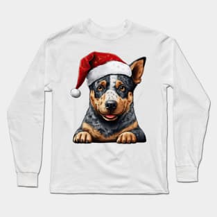 Christmas Peeking Australian Cattle Dog Long Sleeve T-Shirt